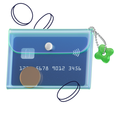 Bankkarte in transparentem Kartenhalter als Bild für Payments und Abrechnung