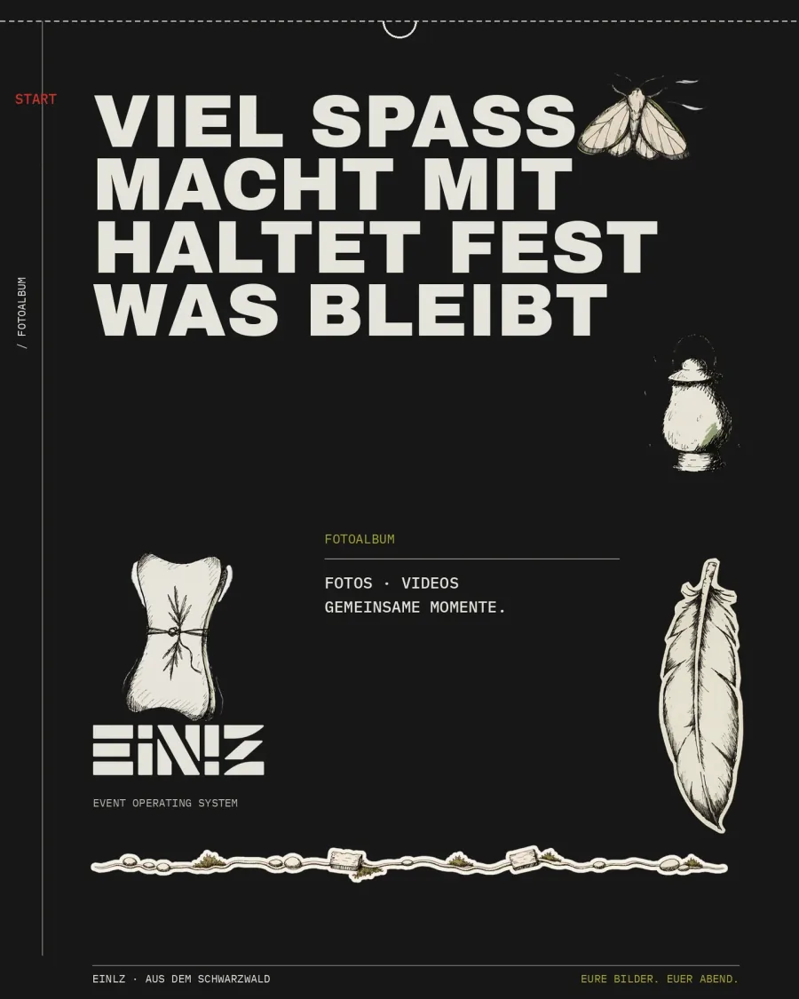 EINLZ-Aushang mit der Aufforderung, Erinnerungen im Event-Album festzuhalten