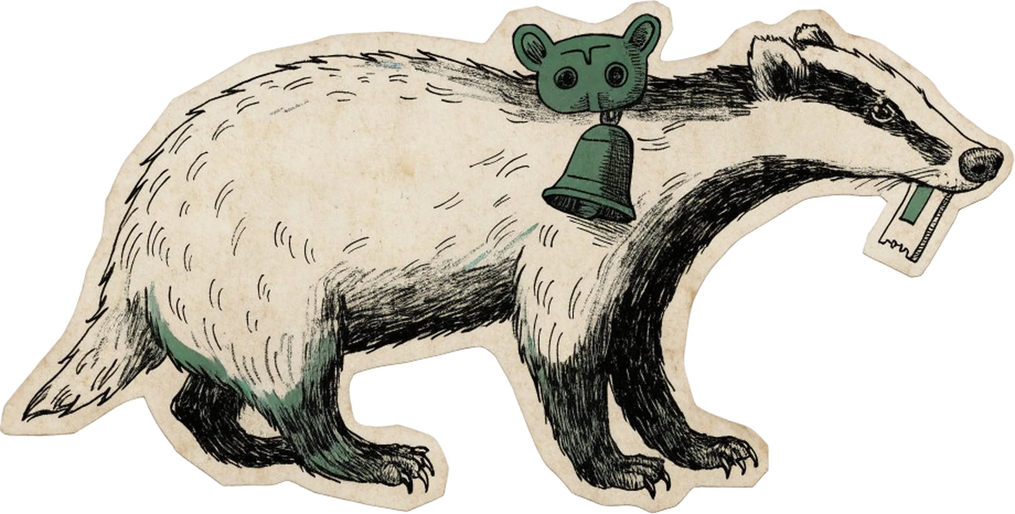 Freigestellte Schwarzwald-Illustration: Dachs mit EINLZ Talismanen