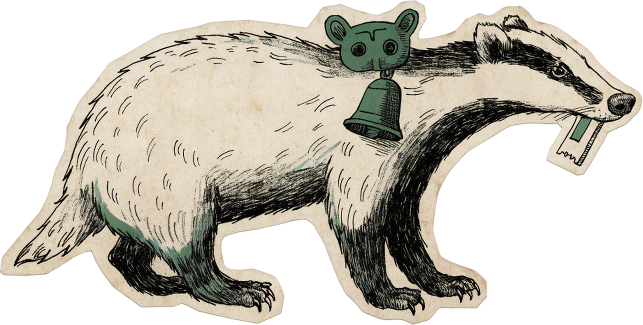 Freigestellte Schwarzwald-Illustration: Dachs mit EINLZ Talismanen