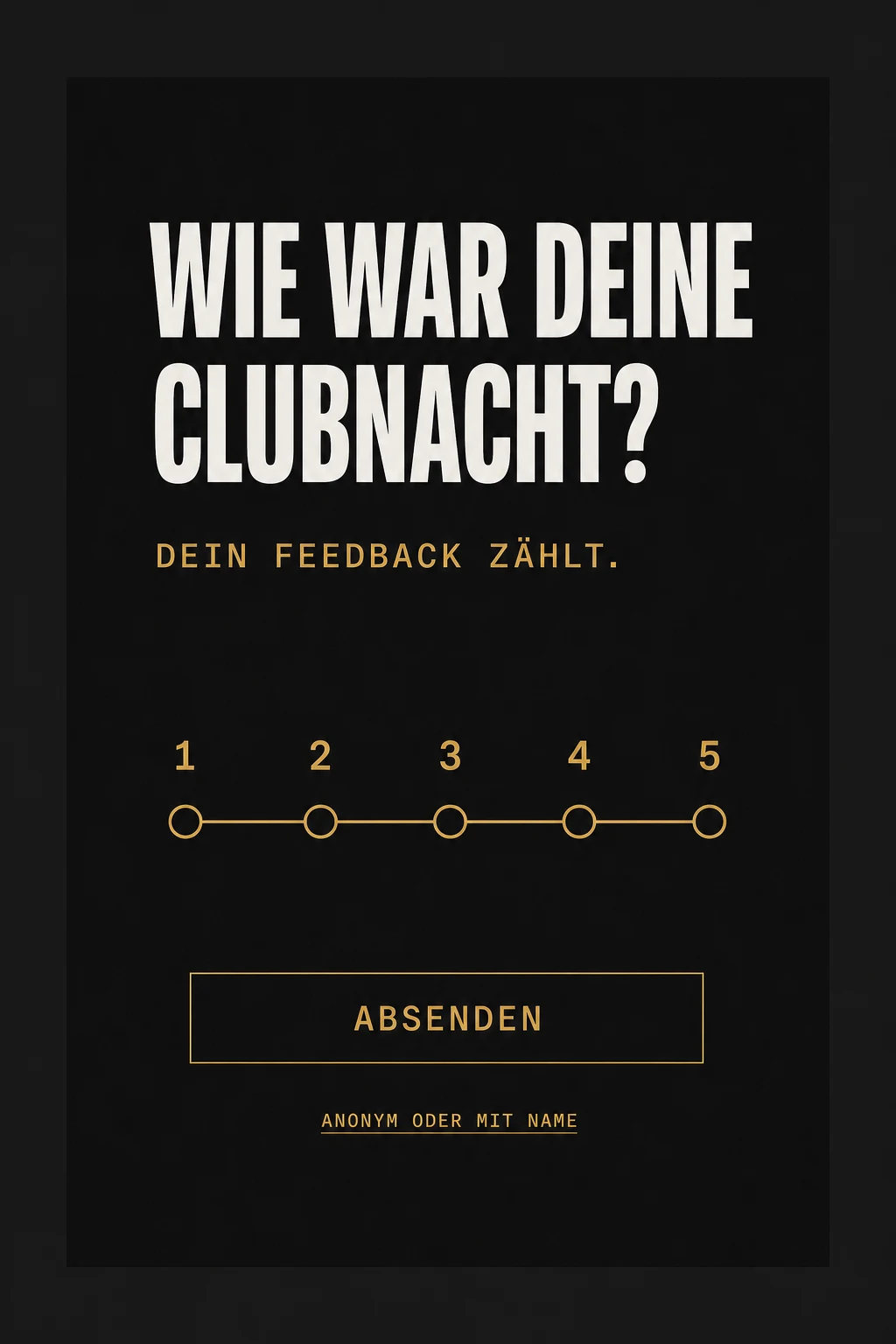 Kurze Feedback-Seite im Clubnacht-Design