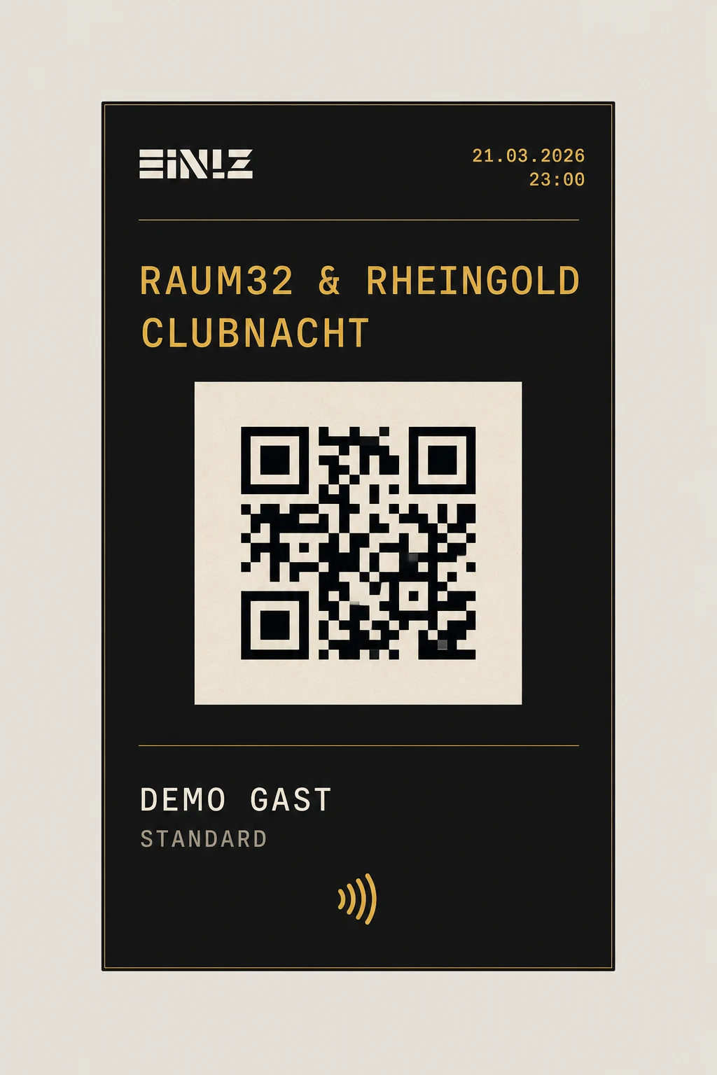 Digitaler Gäste-Wallet-Pass der Clubnacht