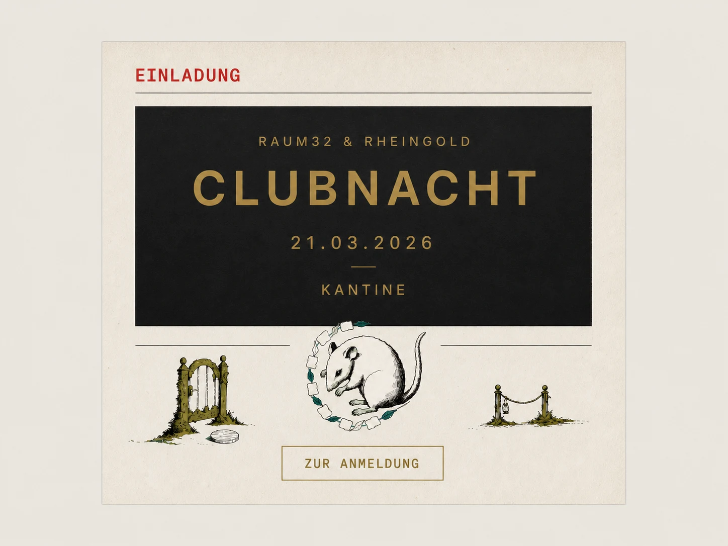 Individuell gestaltete Einladung für die Clubnacht