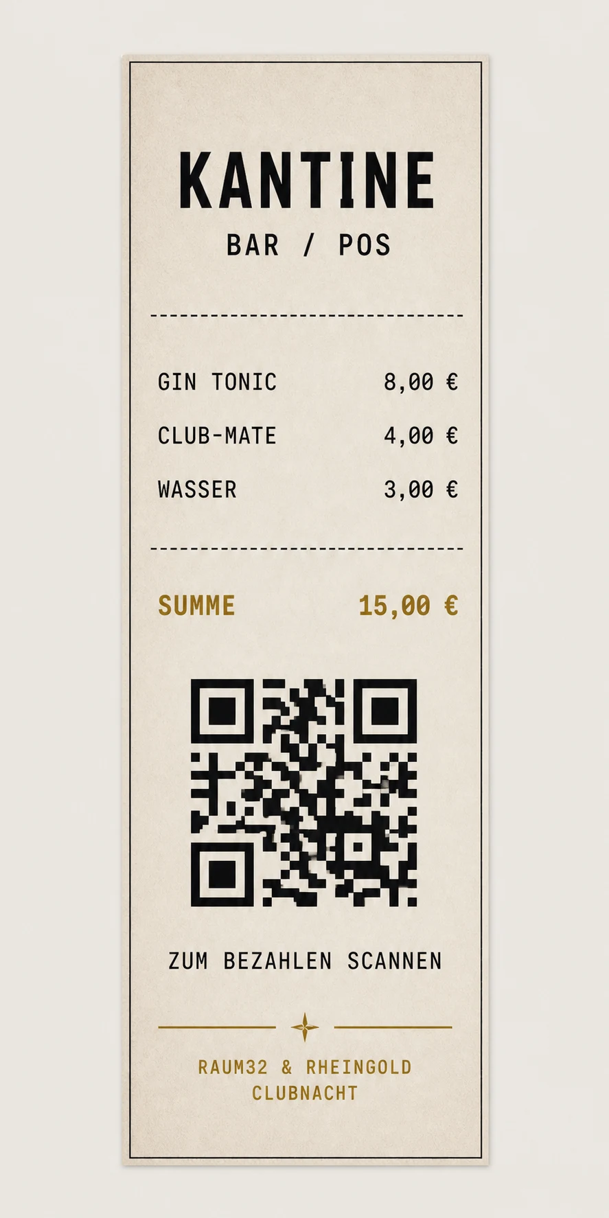 Individuell gestaltetes POS-Menü der Clubnacht