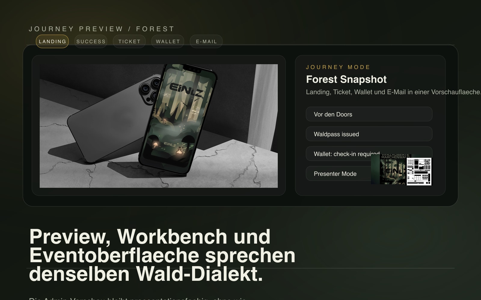 Stilisierter Journey-Preview-Mockup für den Verzauberten Märchenwald